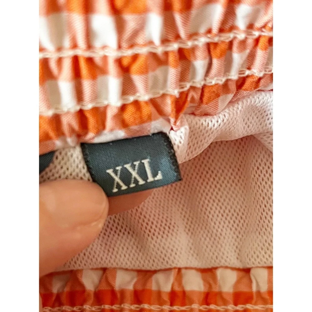 Polo RL orange gingham swim trunks sz XXL